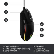 Load image into Gallery viewer, Logitech G203 RGB Wired Gaming Mouse