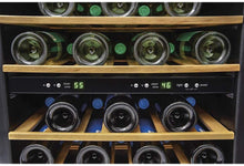 Load image into Gallery viewer, Frigidaire FFWC3822QS Two-Zone Wine Cooler with 38 Bottle Capacity Wooden Shelves Electronic Temperature Control Bright Lighting Stainless Steel Reversible Door and Front