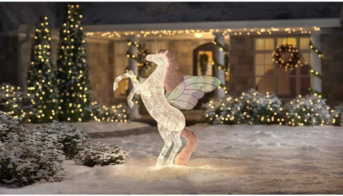 Home Accents Holiday Yard Ornaments Christmas Unicorn - LED Glitter Indoor | Outdoor Yard or Lawn 72 inch Mesh Fantasy Light Decor
