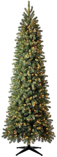 Home Accents Holiday 9 ft Manchester White Spruce Pre-Lit LED Slim Artificial Christmas Tree with 500 SureBright Color-Changing Lights