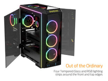 Load image into Gallery viewer, GAMDIAS RGB Gaming Mid-Tower Case Four-Sided Tempered Glass Four LED Strip Switchable IO Port with Three RGB Fans Cases TALOS P1