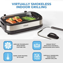 Load image into Gallery viewer, PowerXL Smokeless Grill with Tempered Glass Lid and Turbo Speed Smoke Extractor Technology. Make Tender Char-grilled Meals Inside With Virtually No Smoke