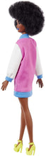 Load image into Gallery viewer, Barbie Fashionistas Doll #156 with Curly Brunette Hair and Letterman Jacket, Toy for Kids 3 to 8 Years Old