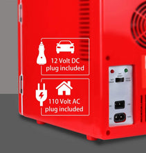 Load image into Gallery viewer, Coca-Cola KWC4 KWC-4 4 Liter/6 Can Portable Fridge/Mini Cooler for Food, Beverages, Home, Office, Dorm, Car, Boat-AC/DC Plugs Included, 4.2 Quarts, Red/White