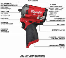 Load image into Gallery viewer, M12 Fuel Stubby 3/8" Impact Wrench (Bare Tool)