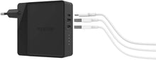 Load image into Gallery viewer, powerstation hub - Portable Battery hub with Foldable AC Power prongs - Compatible with Qi-Enabled Devices, Smartphones, Tablets, and Other USB Devices - Black