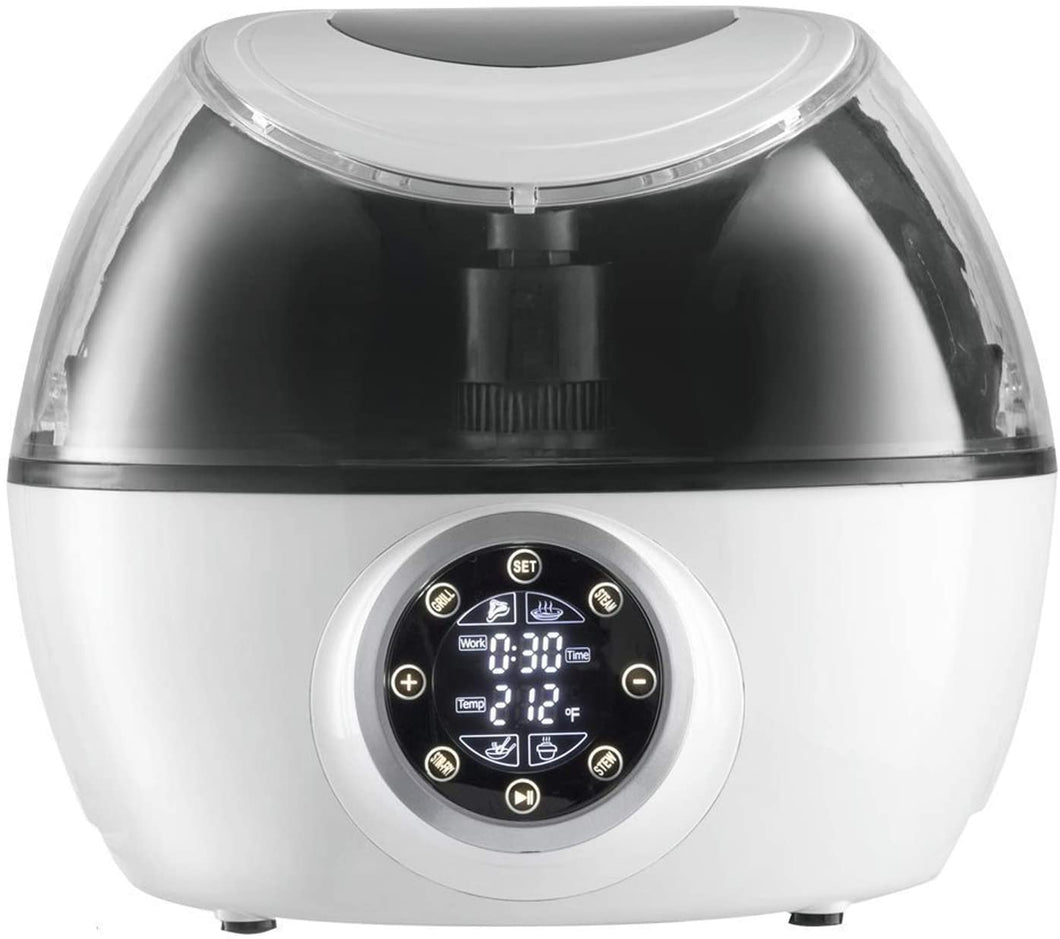 Gourmia GCR1700 10 in 1 Programmable Air Fryer & Multi Cooker - Robotic Hands-Free Stirrer - 1230W - White - Bonus Recipe Book