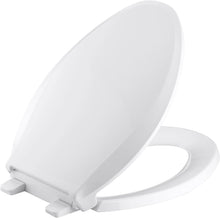 Load image into Gallery viewer, KOHLER K-4636-0 Cachet Elongated White Toilet Seat, with Grip-Tight Bumpers, Quiet-Close Seat, Quick-Release Hinges, Quick-Attach Hardware, No Slam Toilet Seat, White