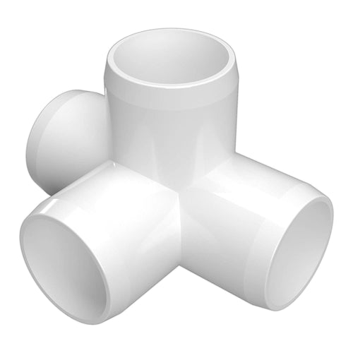 FORMUFIT F0014WT-WH-4 4-Way Tee PVC Fitting, Furniture Grade, 1