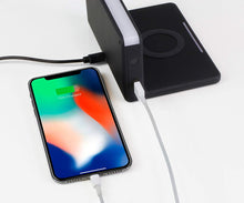 Load image into Gallery viewer, Aluratek Qi Wireless Charging Alarm Clock with White LED Display, USB Charging Port, Compatible with iPhone Xs Max, XR, X/Xs, Galaxy S9/S8/S7, and Other Qi Enabled Smartphones (ABQC03F)