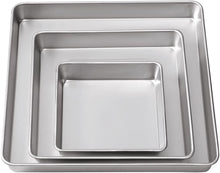 Load image into Gallery viewer, Wilton Performance Pans Square Cake Pans Set, 3 Piece - 8, 12 and 16-Inch Cake Pans