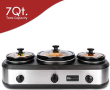 Load image into Gallery viewer, Elite Platinum EWMST-415 Maxi-Matic Triple Slow Cooker Buffet Server, Stainless Steel