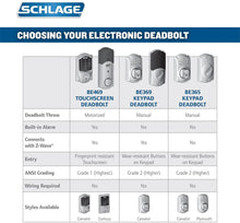 Load image into Gallery viewer, Schlage FE469NX ACC 716 CAM Right Hand Touchscreen Deadbolt with Alarm, Aged Bronze