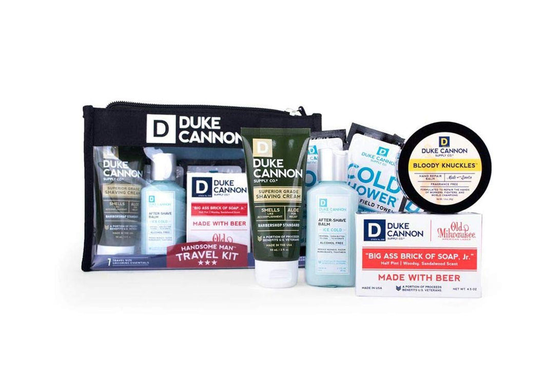 Duke Cannon Supply Co. - Handsome Man Travel Size Grooming Kit Set (7-Piece Set) Unique Men's Travel Size Gift Set