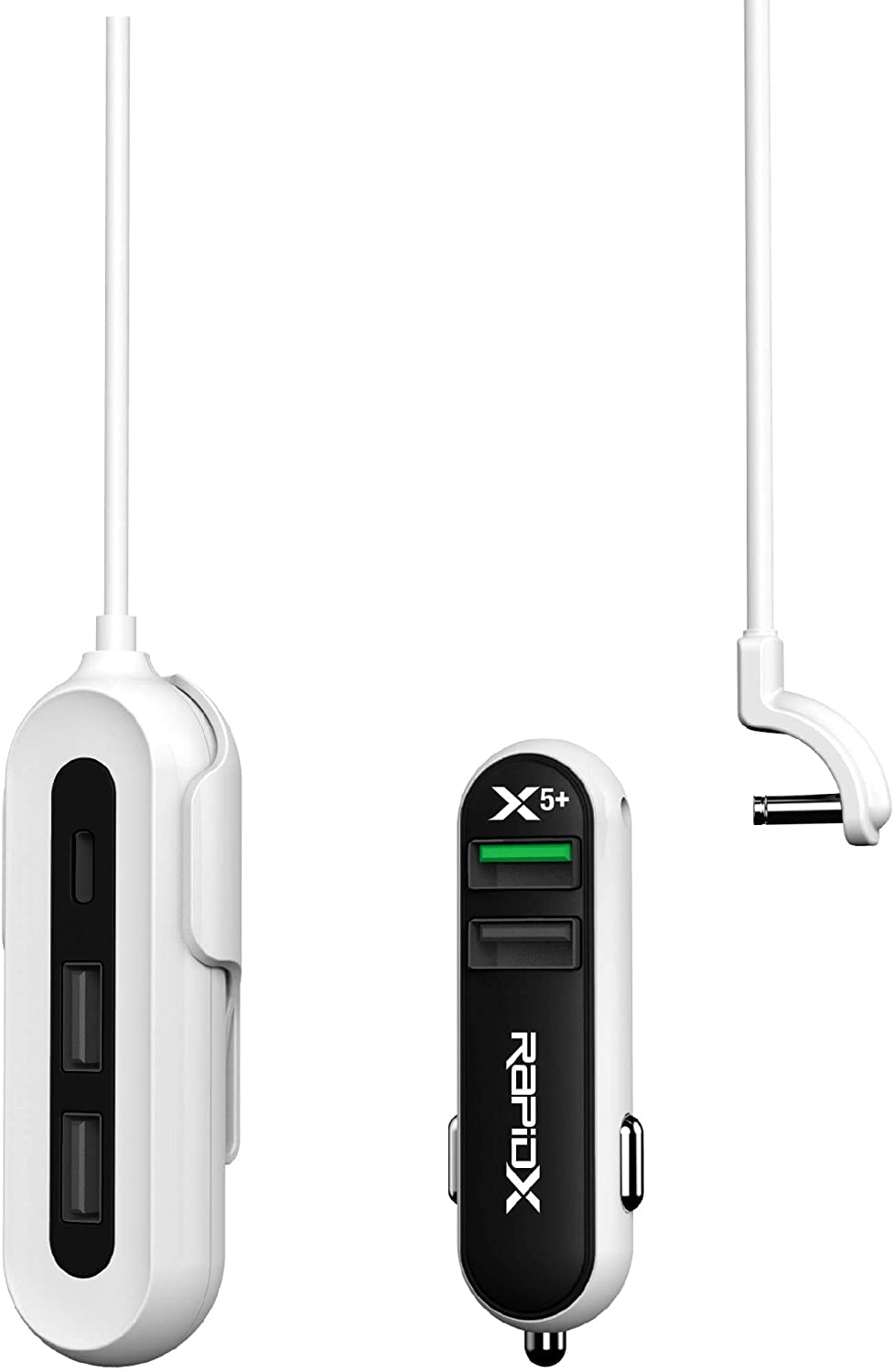 RapidX X5 Plus 5 -Port USB Car Charger with Detachable Cable