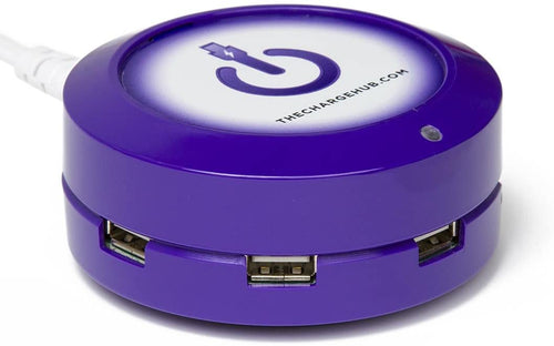 ChargeHub X5 - 5-Port USB Charger Desktop Charging Station 2.4A Per Port/25W - SmartSpeed Technology for iPhone X/8/7/6 Plus, iPad, Galaxy S9/S8/S7, Nexus, LG & Other Devices - Round (Purple)