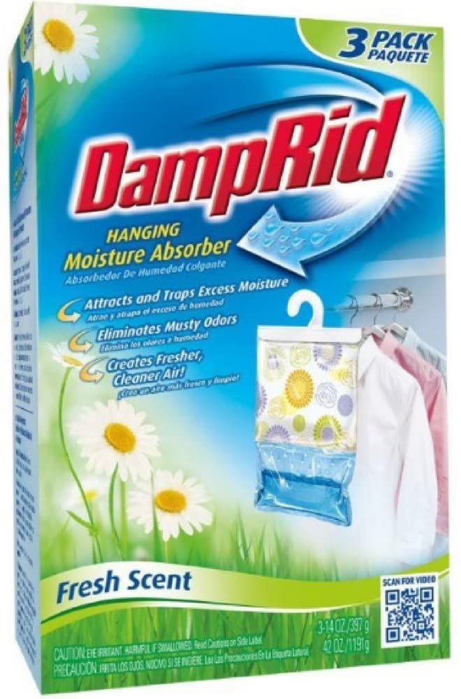 DampRid Hanging Moisture Absorber, Fresh Scent, 14 oz Bags, 3 ea (Pack of 6)