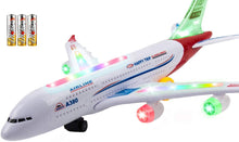 Load image into Gallery viewer, Toysery Airplane Toys for Kids with Bump and Go Action - Airbus A380 Toy Planes for Boys and Girls with Flashing Lights, Real Jet Sound, 3 AA Batteries Included