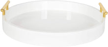 Load image into Gallery viewer, Kate and Laurel Lipton Modern Round Tray, 15.5 inch Diameter, White and Silver, Decorative Accent Tray for Storage and Display