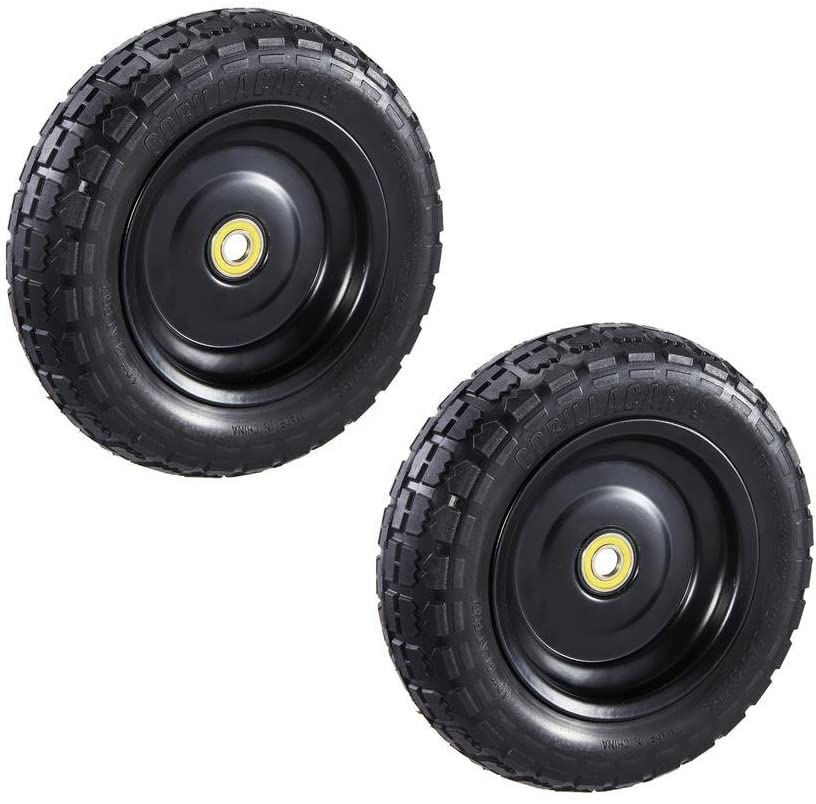 Gorilla Carts Inch No Flat Replacement Pneumatic Tire Wheel with Offset Hub, Utility Garden Cart, Wheelbarrow, Dolly, Wagon, and Go Cart