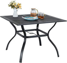 Load image into Gallery viewer, MFSTUDIO 37" x 37" Square Outdoor Dining Table Patio Bistro Table Powder-Coated Steel Frame Top Umbrella Stand Deck Outdoor Furniture Garden Table, Black