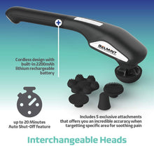 Load image into Gallery viewer, Cordless Percussion Handheld Back Massager - Heated Deep Tissue Body Massage for Muscle Pain Relief - Portable &amp; Rechargeable
