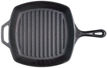 Load image into Gallery viewer, Lodge L8SGP3ASHH41B Cast Iron Square Grill Pan with Red Silicone Hot Handle Holder, Pre-Seasoned, 10.5-inch