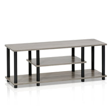 Load image into Gallery viewer, Furinno 12250GYW/BK Turn-N-Tube 3-Tier Entertainment TV Stand Round, French Oak Grey/Black