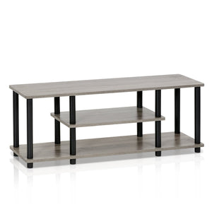 Furinno 12250GYW/BK Turn-N-Tube 3-Tier Entertainment TV Stand Round, French Oak Grey/Black