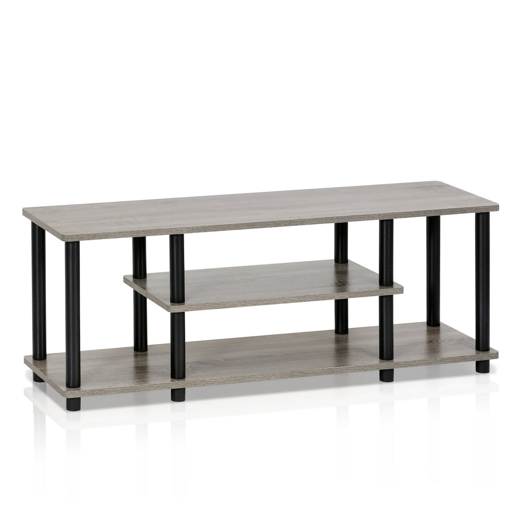 Furinno 12250GYW/BK Turn-N-Tube 3-Tier Entertainment TV Stand Round, French Oak Grey/Black
