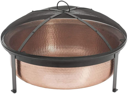 CobraCo SH101 Hand Hammered 100% Copper Fire Pit with Screen and Cover