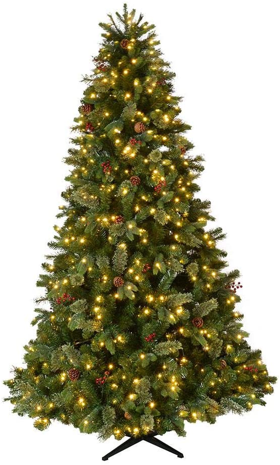 Home Accents Holiday 7.5 ft Westwood White Fir LED Pre-Lit Artificial Christmas Tree with 650 Warm White Lights