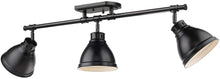 Load image into Gallery viewer, Golden Lighting 3602-3SF BLK Duncan Semi-Flush, Matte Black with Matte Black Shades