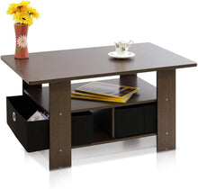Load image into Gallery viewer, Furinno 11158DBR/BK Coffee Table with Bins