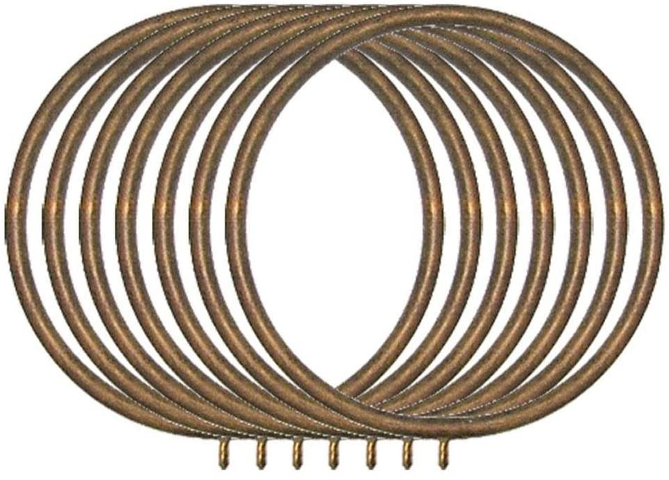 Classic Home 2 in. Historical Gold Metal Rings with Fixed Grommet Set/7 For 2 in. Or 2 1/4 in. Dia. Pole