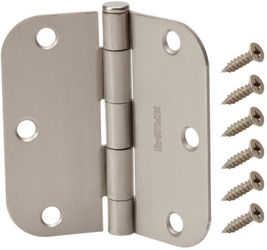 Everbilt 3-1/2 in. Satin Nickel 5/8 in. Radius Smooth Action Door Hinges Value Pack (3-Pack)