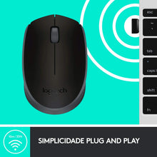Load image into Gallery viewer, Logitech M170 2. 4GHz Wireless 3-Button Optical Scroll Mouse W/Nano USB Receiver (Black)