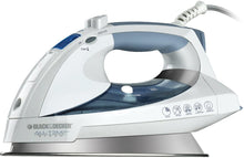 Load image into Gallery viewer, Black &amp; Decker D6000 All-Temp Steam Iron with Stainless-Steel Soleplate, White/Grey