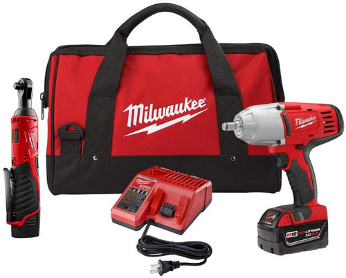 2663-22RH M18/M12 12/18-Volt Lithium-Ion Cordless 3/8 in. Ratchet and 1/2 in. Impact Wrench with Friction Ring Combo Kit
