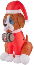 Load image into Gallery viewer, Gemmy 6Ft. Tall Christmas Inflatable Airblown St. Bernard Rescue Dog with Santa Hat Indoor/Outdoor Holiday Decoration