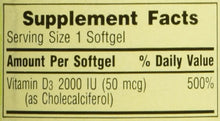 Load image into Gallery viewer, Spring Valley twin pack vitamin d3 2000I.U. Immune Health/Bone Health, 200 so...