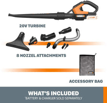 Load image into Gallery viewer, WORX WG545.9 AIR 20V Multi-Purpose Blower/Sweeper/Cleaner with Accessories, Bare Tool Only