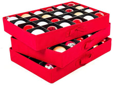 Load image into Gallery viewer, [Christmas Ornament Storage Box with Dividers] - (Holds 72 Ornaments up to 3 Inches in Diameter) | Acid-Free Removable Trays with Separators | 3 Removable Drawer Style Trays