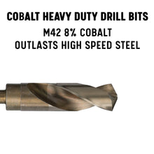 Load image into Gallery viewer, Drill America m42 Cobalt Reduced Shank Drill Bit (33/64&quot; - 1-1/2&quot;) Gold Oxide Finish, Split Point 135 Degree, D/ACO Series