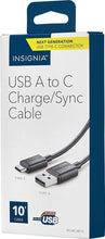 Load image into Gallery viewer, Insignia - 10&#39; USB Type A-to-USB Type C Charge/Sync Cable - Black - Model: NS-MCAB10