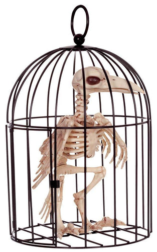 Crazy Bonez Skeleton Crow in Cage