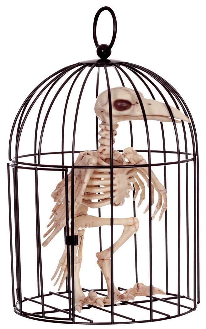 Crazy Bonez Skeleton Crow in Cage