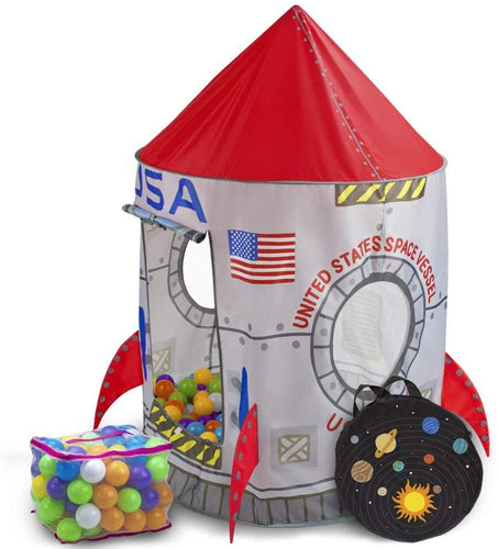 Imagination Generation Space Adventure Roarin' Rocket Play Tent | Includes 100 Soft Ball Pit Balls and Carrying Bag for Travel | Rocket Ship Tent Requires Only Minimal Assembly