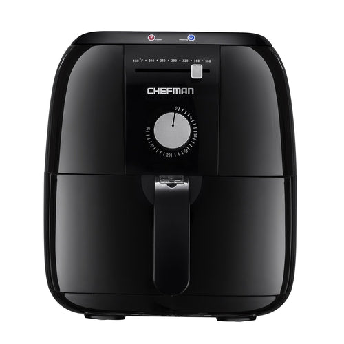 Chefman Express Air Fryer, Rapid Hot-Air Technology, Ultra quiet, Includes Recipe Book, Minimum Temperature 180°F to Maximum 390°F, Black - RJ38