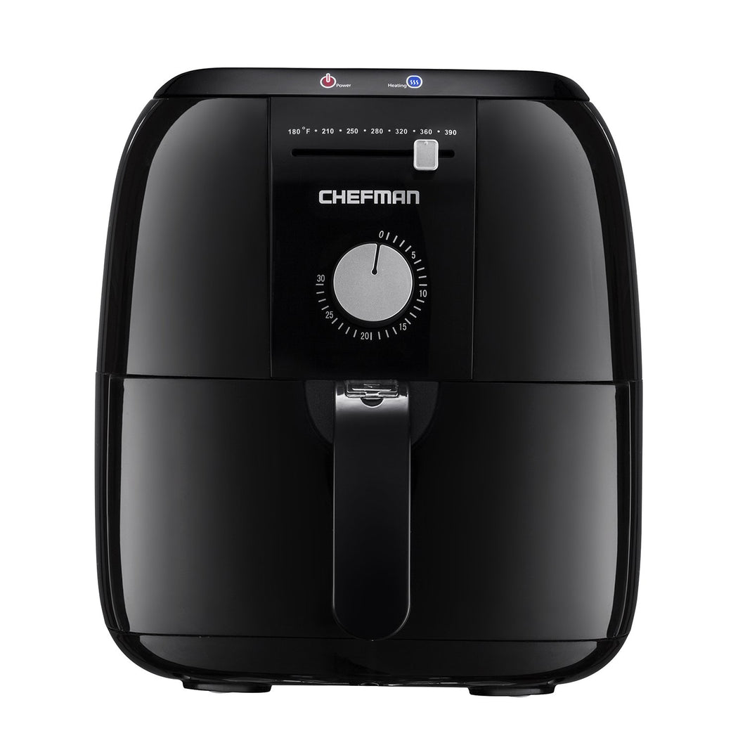 Chefman Express Air Fryer, Rapid Hot-Air Technology, Ultra quiet, Includes Recipe Book, Minimum Temperature 180°F to Maximum 390°F, Black - RJ38